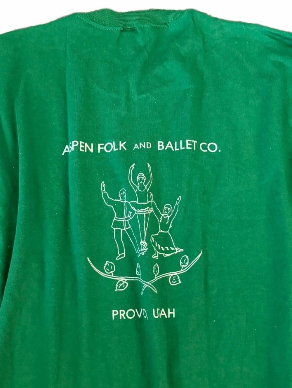 Vtg. Single Stitch Large Green Aspen Folk Ballet Co Provo Utah Jerzees T-Shirt
